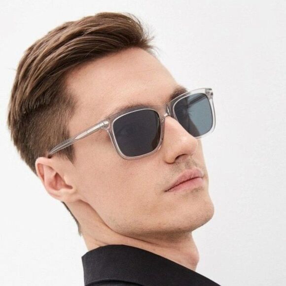 Prada Sunglasses Grey Crystal Blue Rectangle PR18WS U430A9 BRAND NEW - Picture 2 of 10